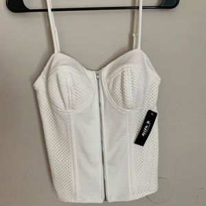 Brand New Allen B White Spaghetti Strap Top